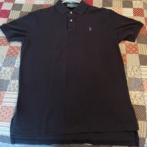 Like new Ralph Lauren Polo shirt. Black with purple logo! Size medium